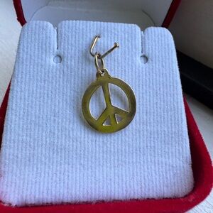 Authentic 14K Yellow Gold Peace Sign Helen Ficalora charm. Like New.